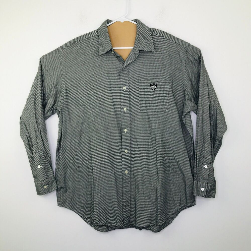 Ralph Lauren Polo Golf Men's XL Shirt Black White Houndstooth Button Up BM16